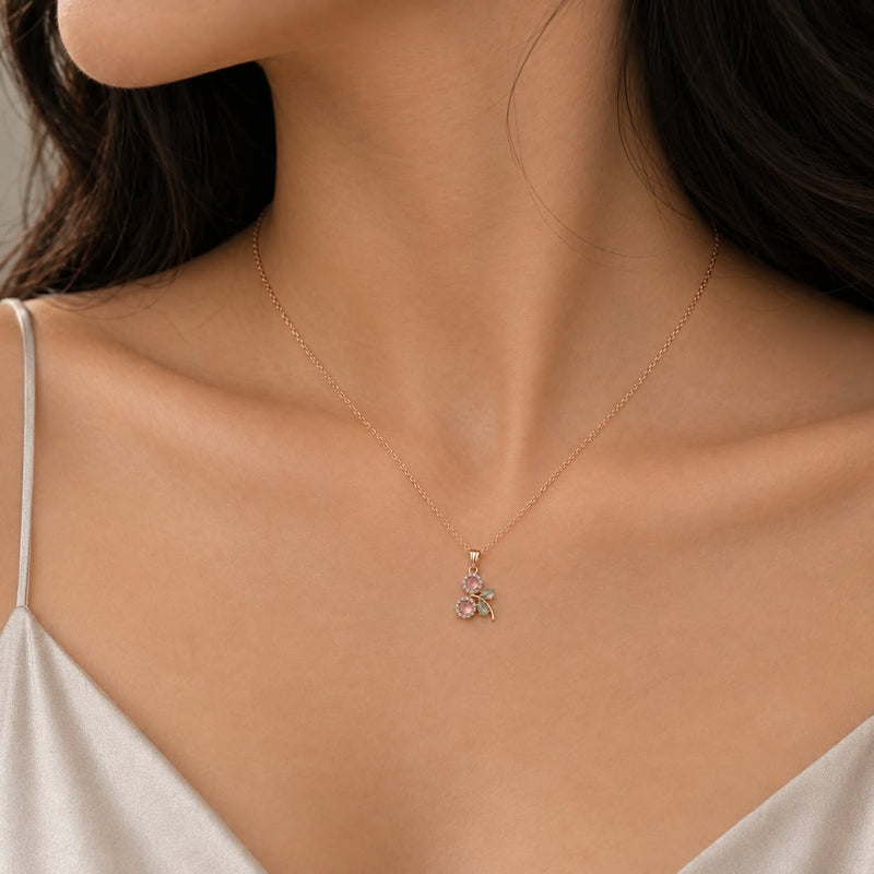Elegant Floral Crystal Pendant Necklace