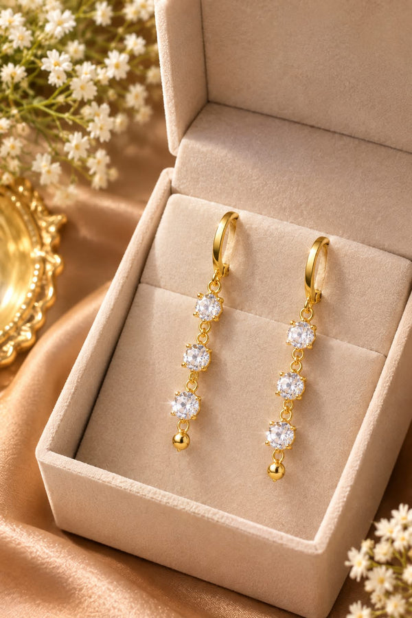 Elegant Gold Crystal Drop Earrings